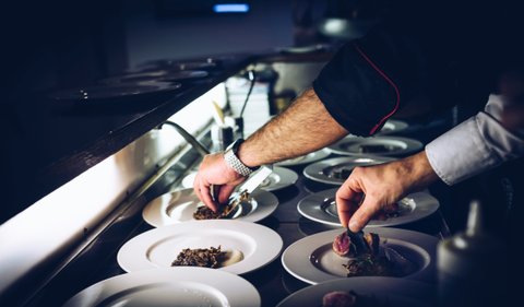 Kitchen staff managing orders efficiently